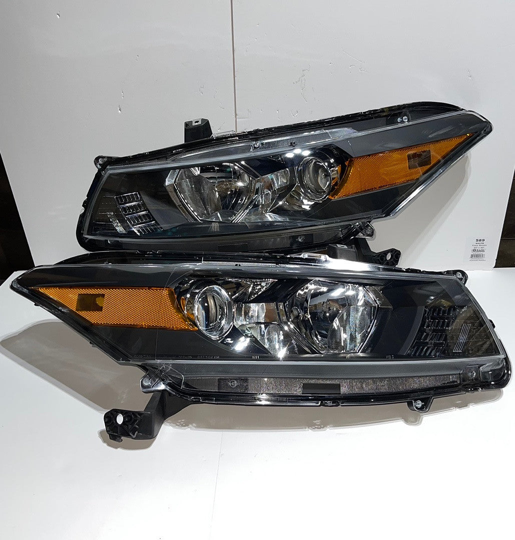 Honda Accord 2-Dr Coupe Black Housing Projector Headlights for 2008 to 2012