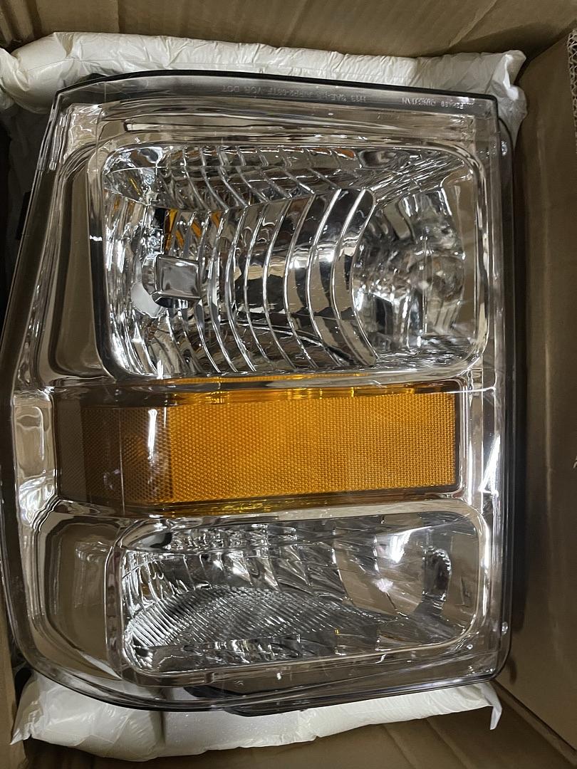 08-10 Ford F-250 F-350 F-450 Super duty Chrome housing headlights amber