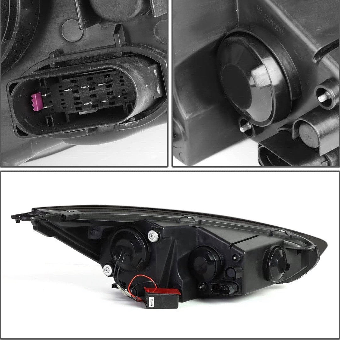Smoke Lens Projector Headlights With Dual U-Halo DRL Replacement For 15-18 Focus