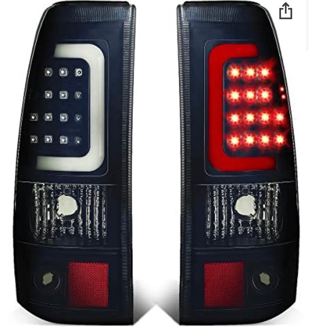 OB TL-CSIL03-LED-3D-BK-SM 03-06 Silverado / Sierra Pair of 3D LED Rear Tail Brake Lights Black Housing Smoked Lens