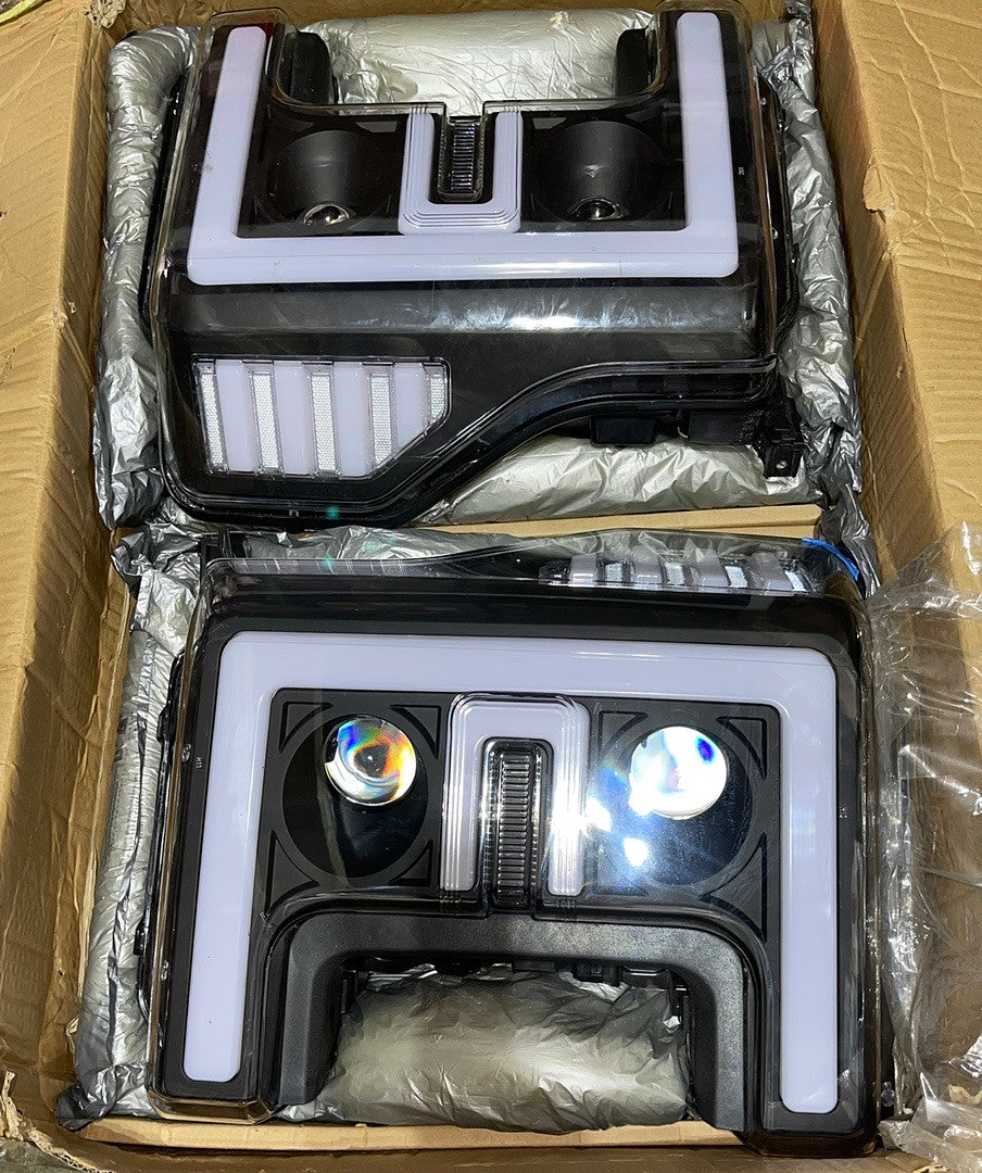Ford F-250 / F-550 Black Housing Projector LED Headlights for 2017 to 2019