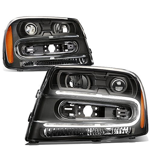 02-09 chevy trailblazer Headlight Assembly Driver and Passenger Side,Black amber
