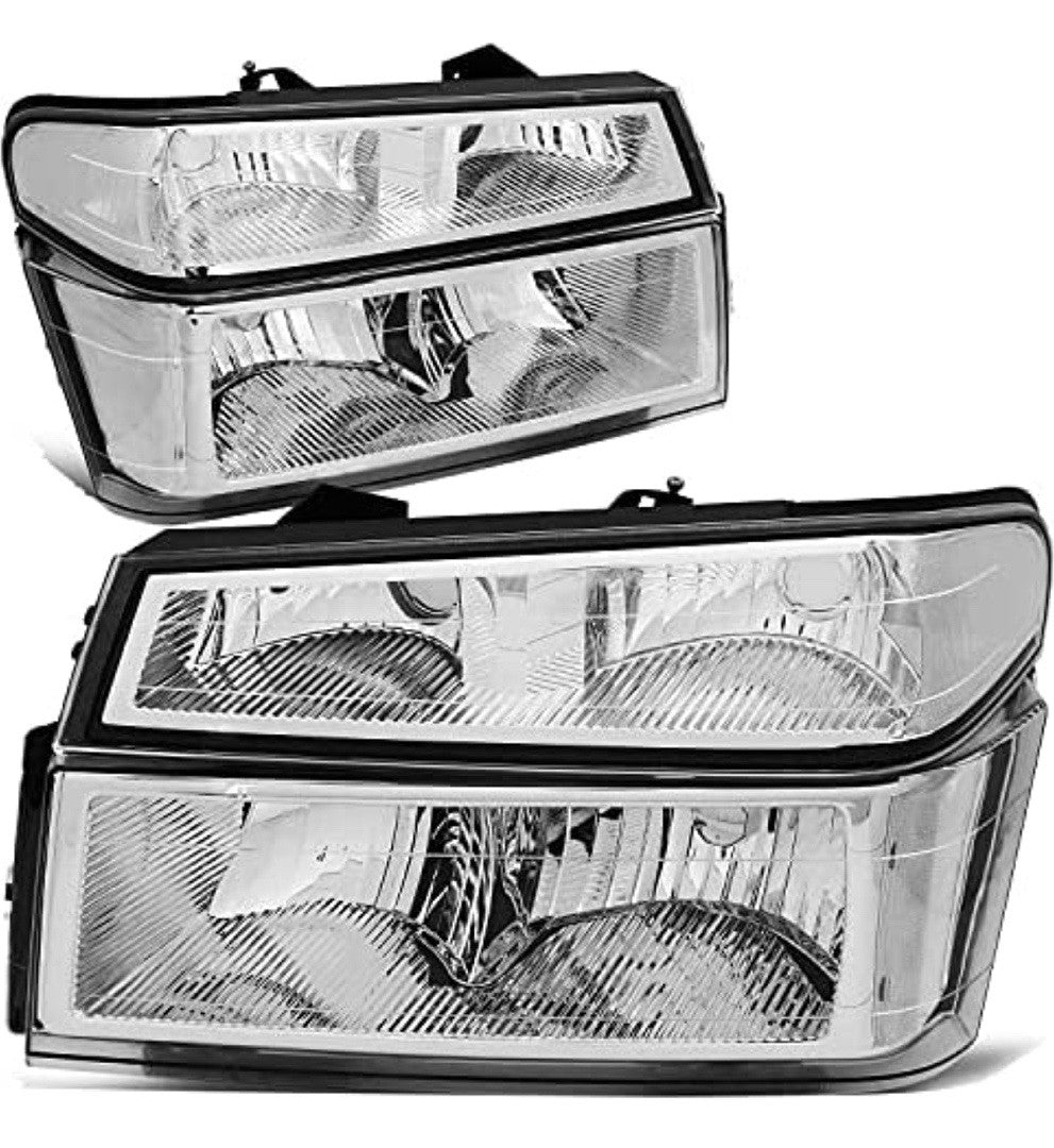 HL-OH-CCOLO44P-Ch-CL 2004 To 2012 Chevrolet Colorado Canyon Isuzu Chrome Headlights Luces Micas Calaveras Faros Focos Cromados