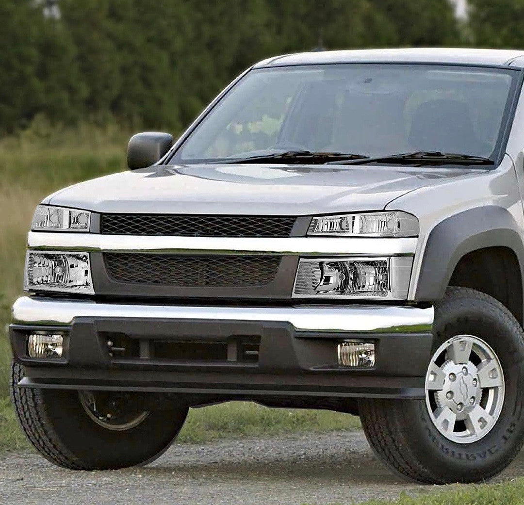 HL-OH-CCOLO44P-Ch-CL 2004 To 2012 Chevrolet Colorado Canyon Isuzu Chrome Headlights Luces Micas Calaveras Faros Focos Cromados
