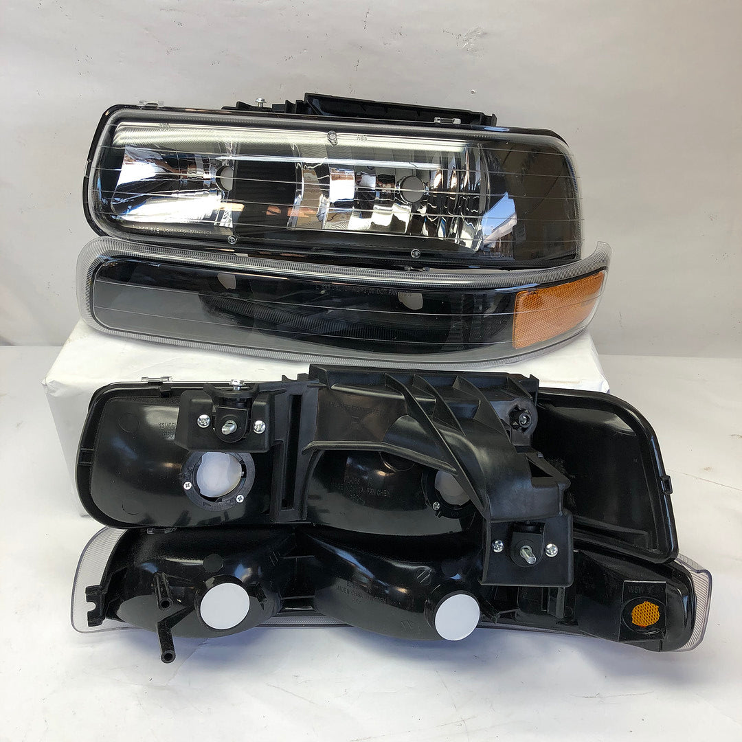 99-02 Silverado BLACK HOUSING AND AMBER HEADLIGHTS
