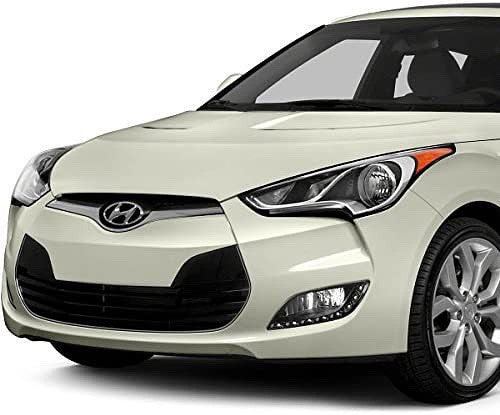 12-16 Hyundai Veloster Pair of Bumper Driving Fog Lights w/White LED DRL (Black Housing. Does not fit turbo model