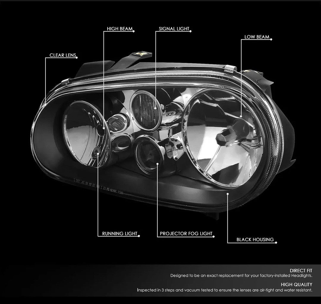 99-06 Volkswagen Golf Black Housing Clear