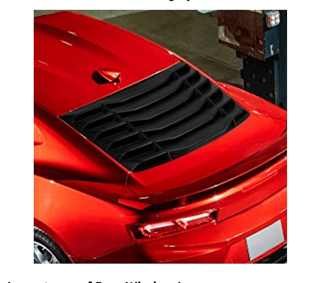 Rear Window Vent Louver Windshield Sun Shade Cover Assembly, Black