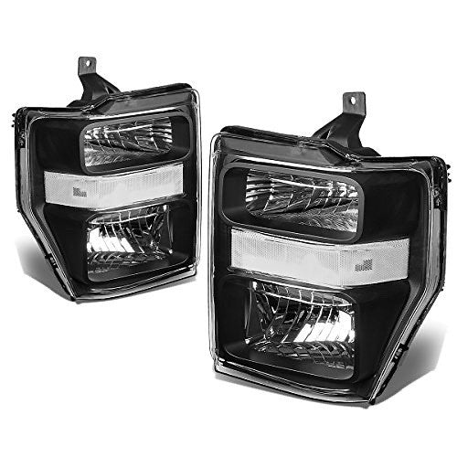 Black Housing Headlights Replacement Compatible with 08-10 F-250 / F-350 / F-450 / F-550 Super Duty