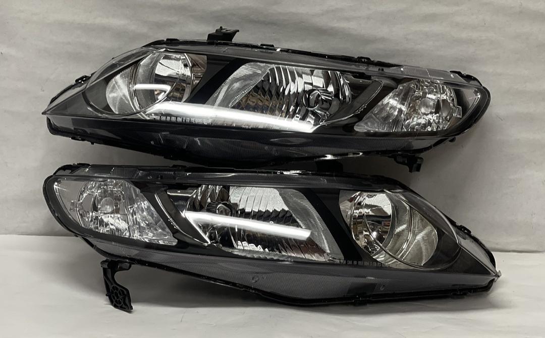 Black Housing Headlights Replacement For 06-11 Civic Sedan 4-Door