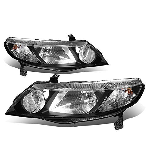 Black Housing Headlights Replacement For 06-11 Civic Sedan 4-Door