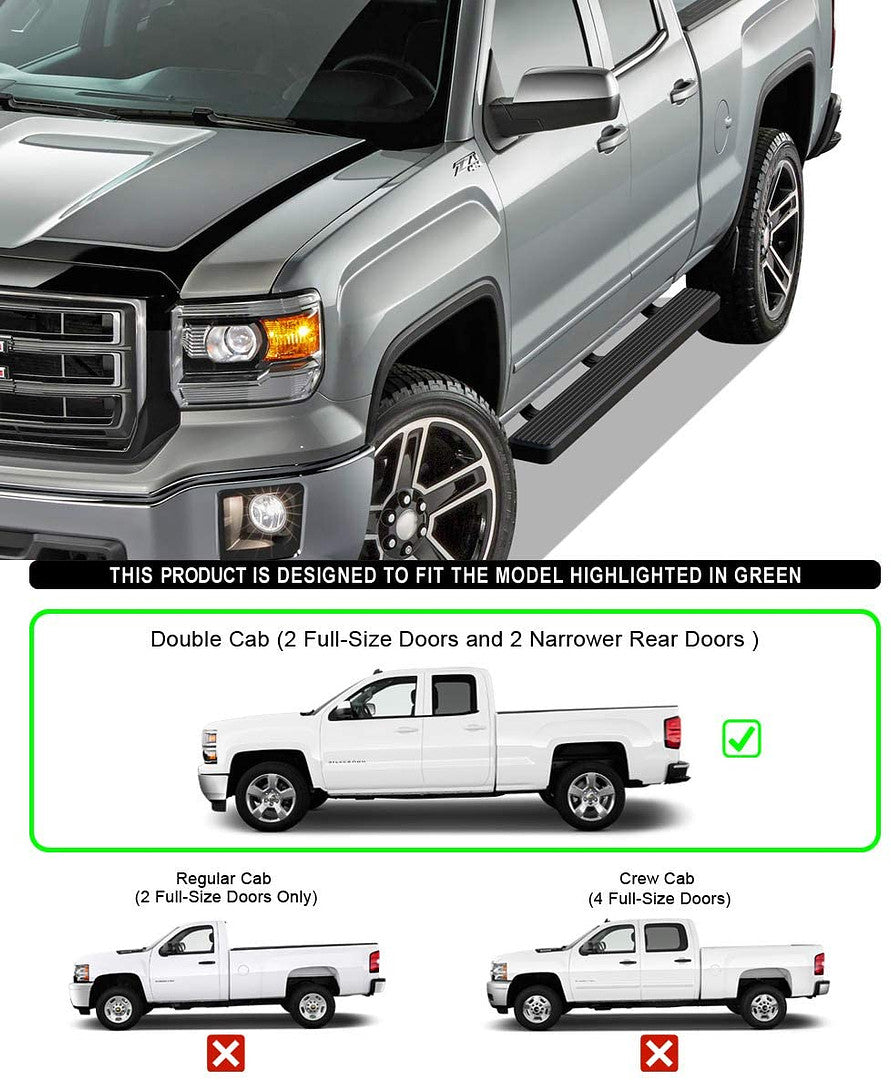 APS iBoard Estribo para Chevrolet/Gmc Silverado/Sierra Extended Cab 2 Full + 2 Suicide Doors 5 pulgadas