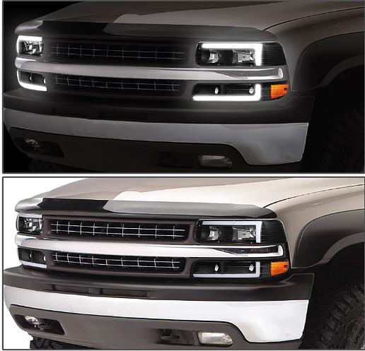 NEW 4-HL-SILV99-DRL-BK-AM 99-02 chevy silverado black housing G3 Led Headlights