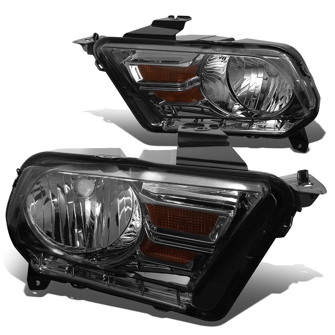 HL-OH-FM10-SM-AM 10-14 Ford Mustang Smoked Amber Headlights Replacement