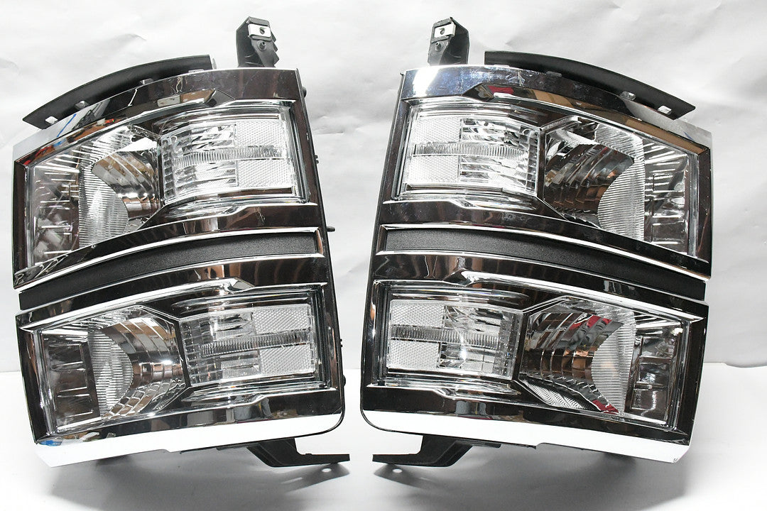 14-15 Chevy Silverado 1500 CHROME Clear HEADLIGHTS LAMPS