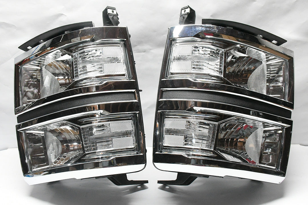 14-15 Chevy Silverado 1500 CHROME Clear HEADLIGHTS LAMPS