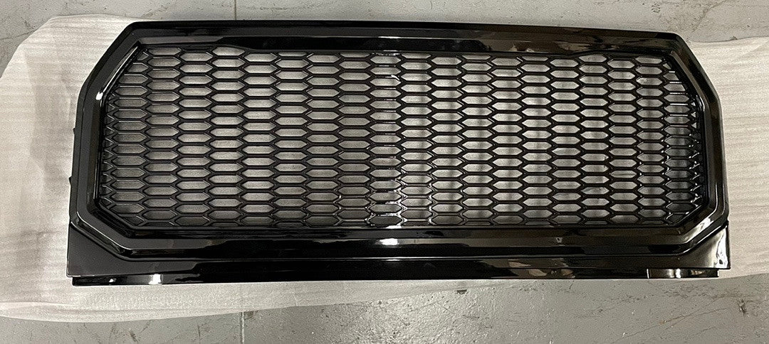 15-17 Ford F150 Badgeles Honeycomb Style Front Upper Bumper Mesh Grill Glossy Black
