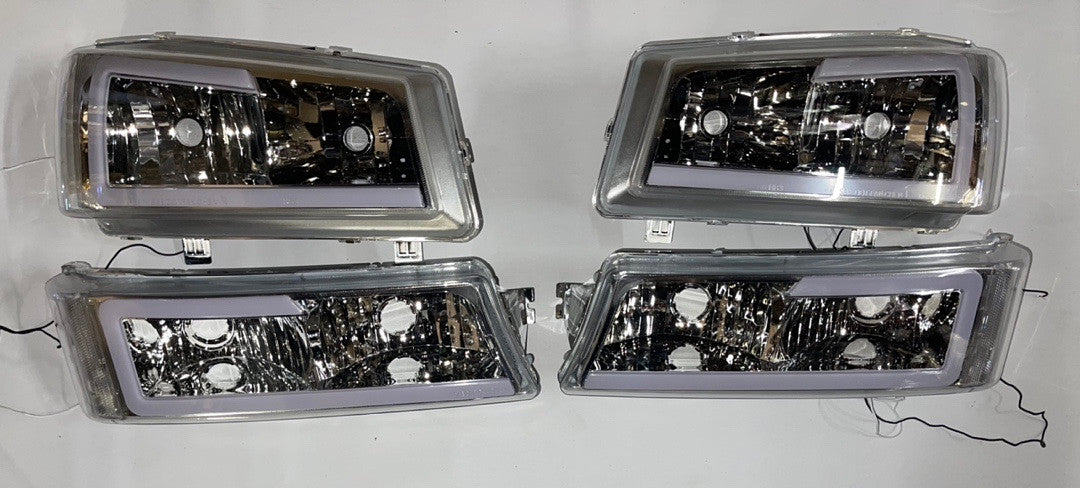03-06 chevy silverado led chrome housing clear headlights