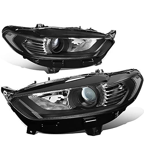OB HL-OH-FFUS13-BK-CL1 Pair of Black Clear Reflector Headlights w/LED Side Marker Compatible with 13-16 Fusion, Left & Right Side