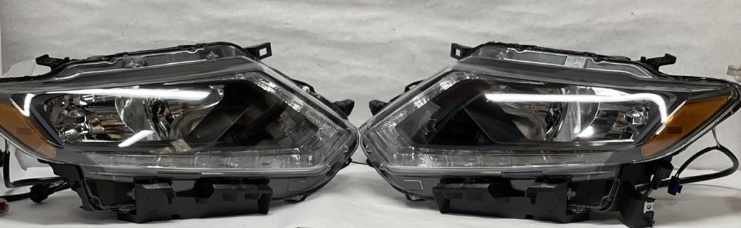 HL-OH-NROG14-BK-AM 2014 to 2016 Nissan Rogue Pair Black Housing Amber Side LED DRL Strip Front Driving HeadLight Headlamp 15