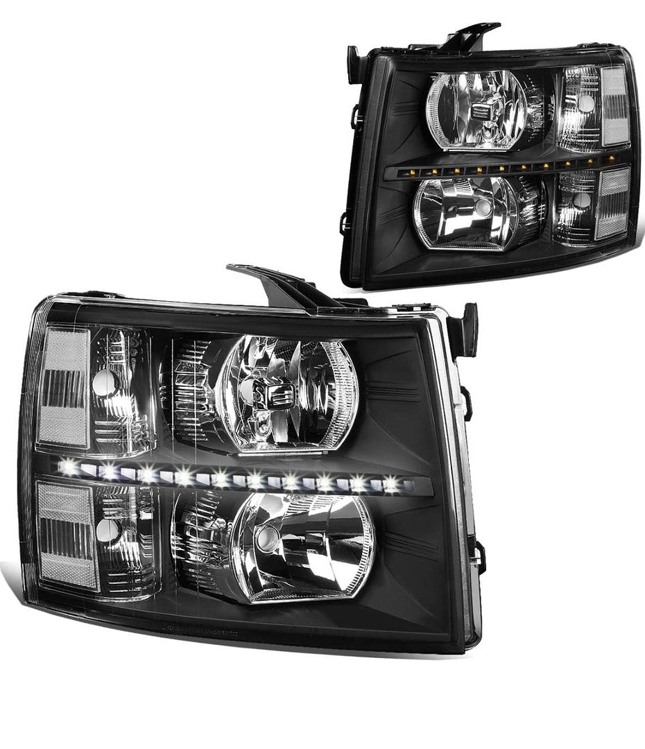 07-13 chevy silverado headlights led black housing