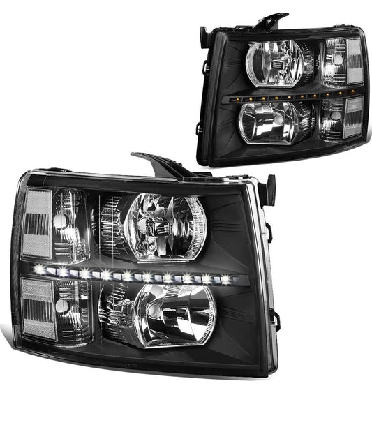 07-13 chevy silverado headlights led black housing