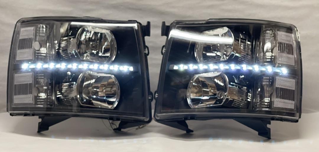 07-13 chevy silverado headlights led black housing
