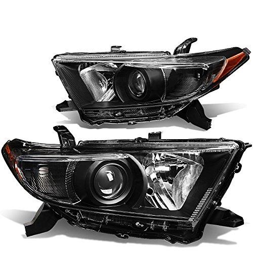 11-13 Highlander Black Housing Amber Corner Projector Headlights Replacement