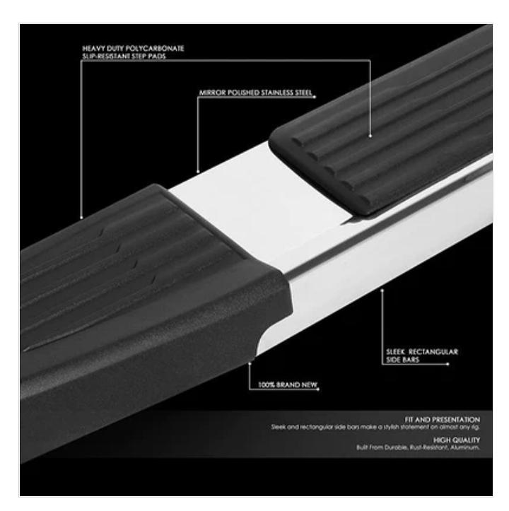 99-16 Ford F250 F350 F450 Super Duty Crew Cab 6" OD Flat Step Bar Estribos - Acero Inoxidable