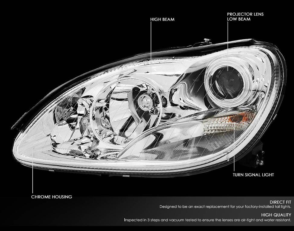 2006 Mercedes Benz S350 S430 S500 S600 00-06 01-06 Mercedes Benz S55 AMG S65 AMG 05-06 chrome housing headlights