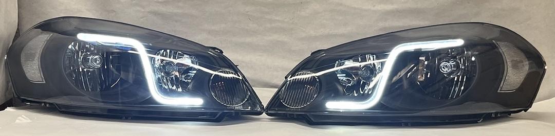 Black Housing Headlights With LED Day Running Light Strip Replacement For 06-13 Impala