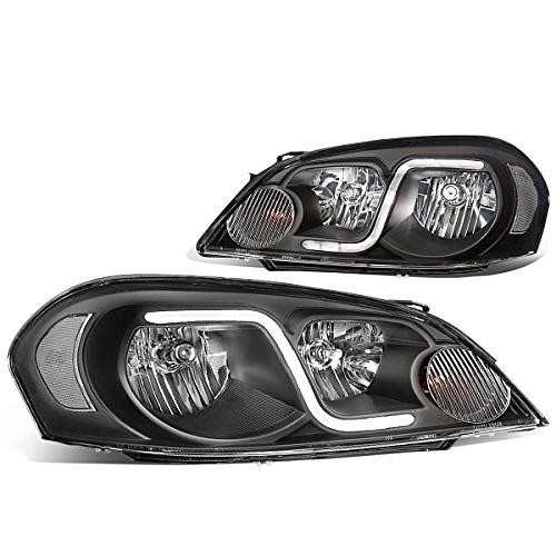 Black Housing Headlights With LED Day Running Light Strip Replacement For 06-13 Impala