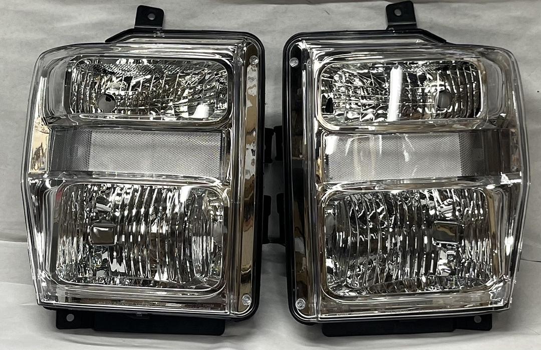 New HL-OH-FSUPER08-CH-CL1 Chrome Housing Headlights Replacement Compatible with 08-10 F-250 / F-350 / F-450 / F-550 Super Duty