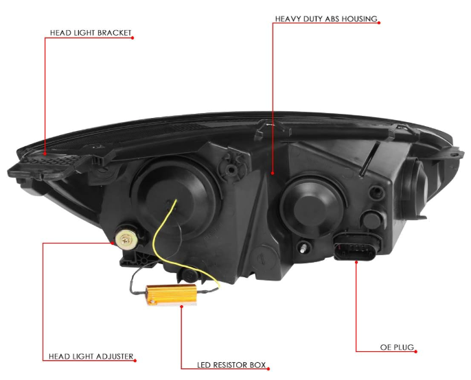 2015 to 2018 Ford Focus LED DRL Projector Headlights Luces Micas Proyectores Sequential