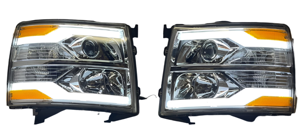 2007 to 2013 Chevrolet Silverado LED DRL Projector Headlights Luces Micas Calaveras Faros