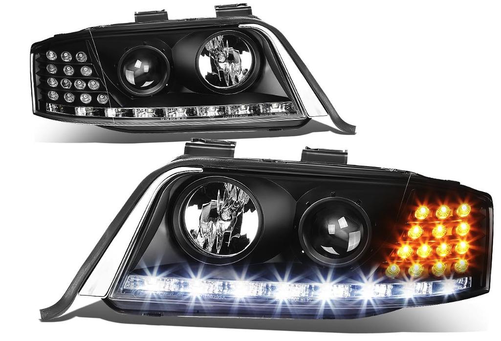 1998 to 2001 Audi A6 Quattro DRL Projector LED headlights Luces Micas Proyectores