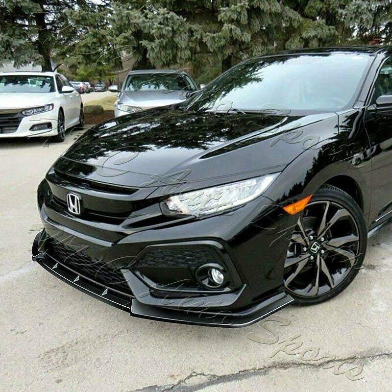 2016 to 2020 Civic Mug-Style JDM Painted Black Front Bumper Body Kit Lip 3PCS