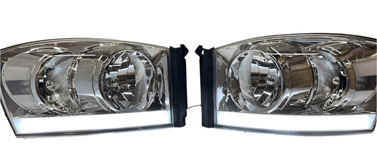 2006 to 2009 Dodge Ram Headlights Luces Micas Calaveras Faros Focos Luz Light Chrome Cromada DRL