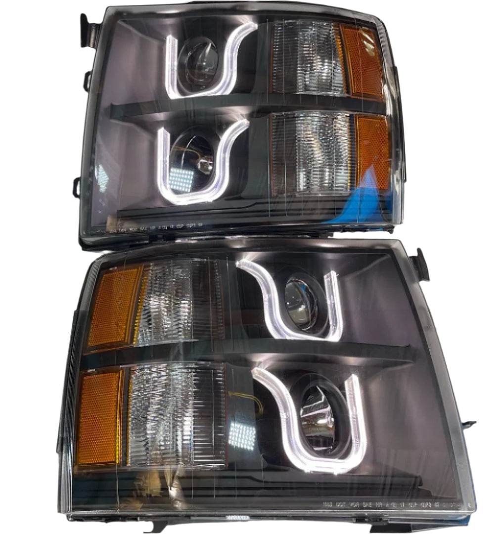 2007 TO 2013 Chevrolet Silverado U LED DRL Projector Headlights Luces micas calaveras proyectores