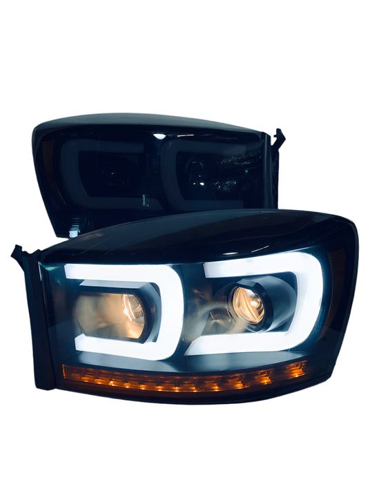 2006 to 2008 Dodge Ram Smoked DRL Projector Headlights Luces Micas Calaveras